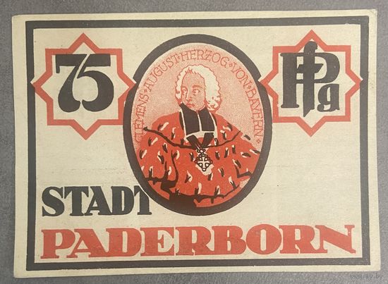 Нотгельд Падерборн 75 пфеннигов 1921 год. Веймарская республика
