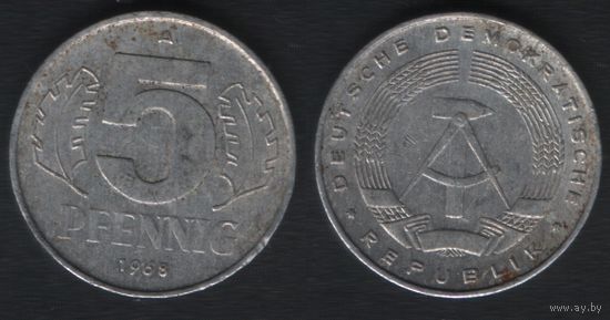Германия ГДР _km9.1 5 пфенниг 1968 год (обращ(Al (nf02
