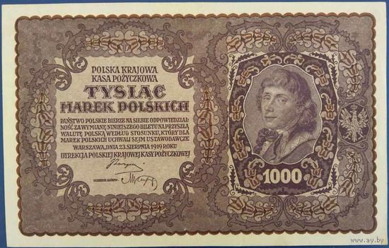 1000 марок польских. 1919 г. aUnc.