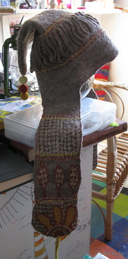 Шапка с ушками валяная ручной работы