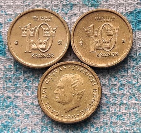 Швеция 10 крон, UNC. Карл XVI Густав.