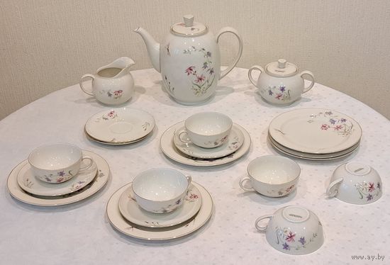 Сервиз чайный фарфор слоновая кость 14 предметов Porzellanfabrih Arzberg Bayern Германия 1950-е годы