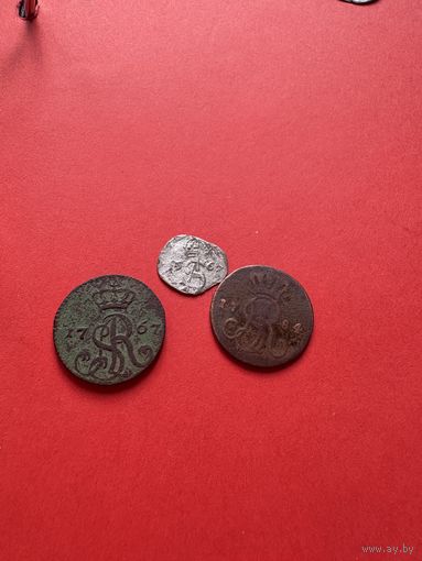 С 1 руб. Двуденарий 1567 и два гроша 1767,1784