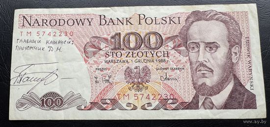 100 злотых 1988г Номер ТМ 5742230