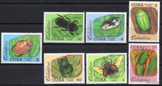 Куба 1988. Фауна. Насекомые. Жуки. 7 марок (3192-98)