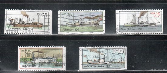 США-1989, (Мих.2031-2035),  гаш., Флот, Корабли (полная серия) (5)