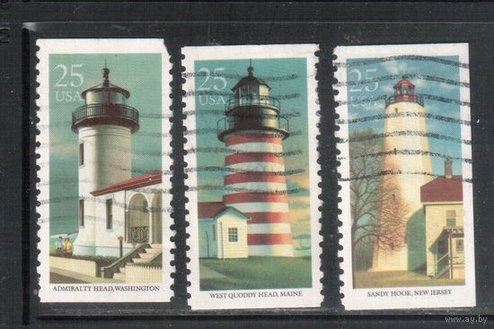 США-1990, (Мих.2085-2089),   гаш. , Маяки , 3 марки(1)