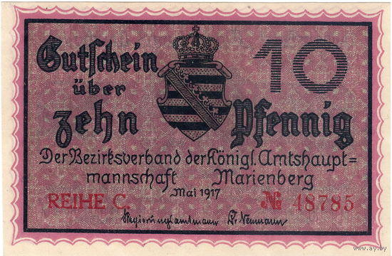 Германия, Мариенберг, 10 пфеннигов, 1917 г.