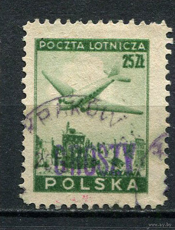 Польша - 1950 - Надпечатка Groszy на 25Zl - [Mi.A565] - 1 марка. Гашеная.  (Лот 15Df)