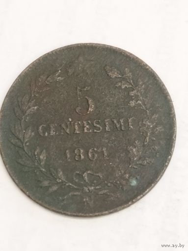 Италия 5 сентизим 1861