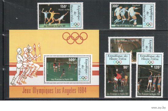 Верхняя Вольта-1984,(Мих.929-933,Бл.70)  **  Спорт, ОИ-1984  (полная серия),