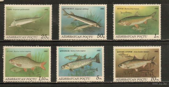 Азербайджан-1993(Мих.98-103) , **  ,  Морская  Фауна ,Рыбы(полная серия)