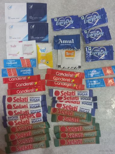 Сахар, перец, соль, сахарозаменитель, сливки