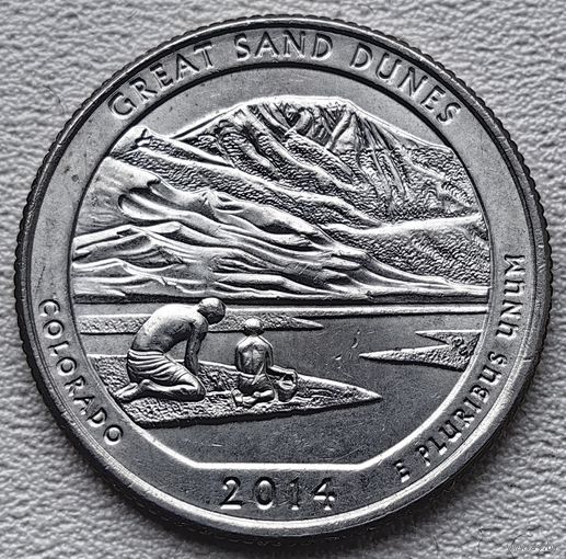 США 25 центов (квотер) 2014 D Great Sand Dunes Colorado