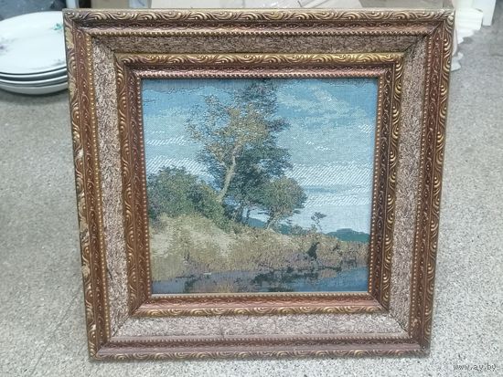 Старинный Гобелен в раме, торги с Рубля