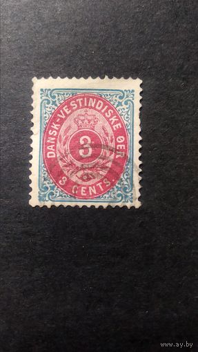 ДАНИЯ  \н43\ Датская Вест-Индия  1873 Mi6I Wz.1 Зубц.14:13,5. Стандарт Цифры. 20-30 евр