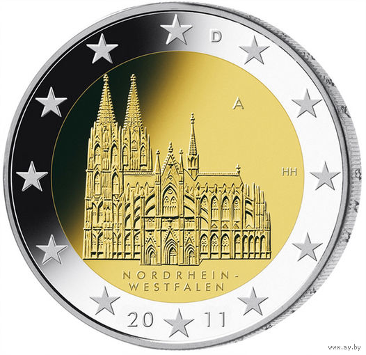 2 евро 2011 Германия D Федеральные земли Германии - Кёльнский собор UNC из ролла