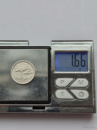 5 сентаво 1956 года. Гватемала, Республика Гватемала (1949 - 2026). Серебро 720. Монета не чищена. H45596.