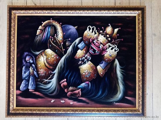 Besrama "Вайянг Вонг", масло, бархат, 90х70см, 2006г. о. Бали