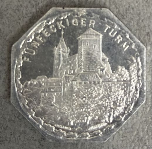 Германия Нюрнберг нотгельд 20 пфеннигов 1920 . Башня. трамвайный жетон