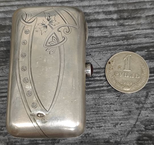 Кошелек/портсигар. Царизм. Василий Наумов. 19 век. Царизм. Серебро 84пр. 58 грамм. Механизм идеально