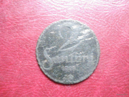 2 сантима Латвия 1928 год