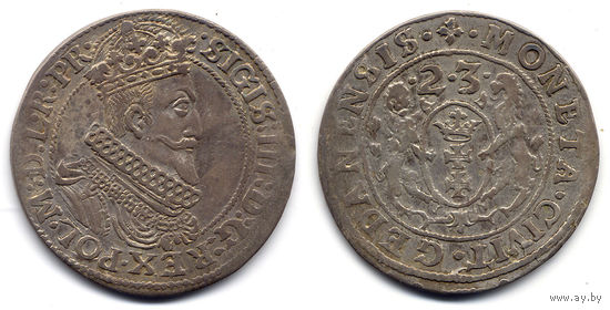 Орт (1/4 талера) 1623, Сигизмунд III Ваза, Гданьск. Ав. - удалены цифра обозначения номинала 1-6, окончание легенды 'R:PR.'