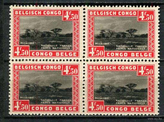 Бельгийское Конго - 1937 - Национальные парки 4,50Fr. Марка с блока 1 - (сцепка - 4 марки) - [Mi.170] - 1 марка. MNH.  (Лот 13Gz)-T4P35