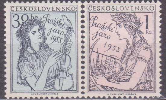 Чехословакия. 1955 г. Музыка. Фестиваль "Пражская весна". Mi # 908-909. Полная серия. MNH**\\9