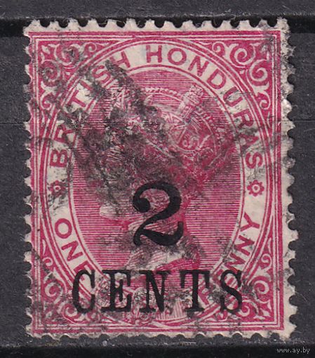 51.BrKCI. Великобритания. Колонии. Британский Гондурас. Стандарт. Виктория. Надпечатка нового номинала. 1888 г. 2C. Mi.#21.