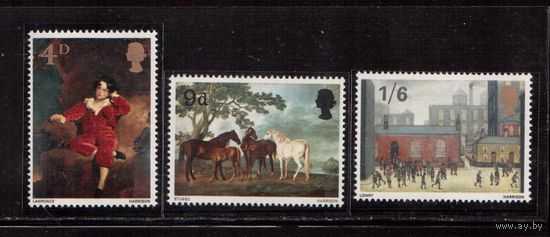 Великобритания-1967,(Мих.466-468) ** ,  Живопись, Лошади