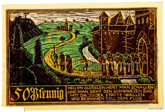 РАСПРОДАЖА!!! - ГЕРМАНИЯ ШВЕБИШ-ГМЮНД (БАДЕН-ВЮРТЕМБЕРГ) 50 пфеннигов 1921 год (первый сюжет) - BU!