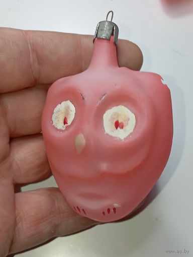 Ёлочная игрушка  - Филин . СССР  . Стекло .