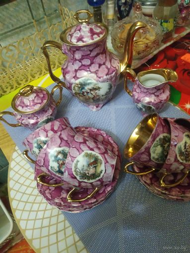 Кофейный сервиз.Перламутр,позолота. ПНР,Валбжих.