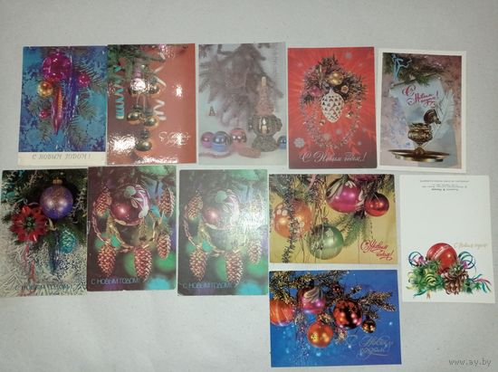 С новым годом! Фото  открытки СССР, новогодние открытки с елочныии шарами