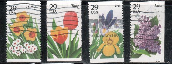 США-1993, (Мих.2360-2363) ,  гаш., Флора, Цветы, 4 марки(2)