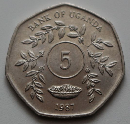 Уганда 5 шиллингов 1987 год, UNC