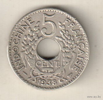 Французский Индокитай 5 сантим 1938