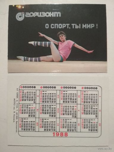 Карманный календарик. Горизонт. 1988 год