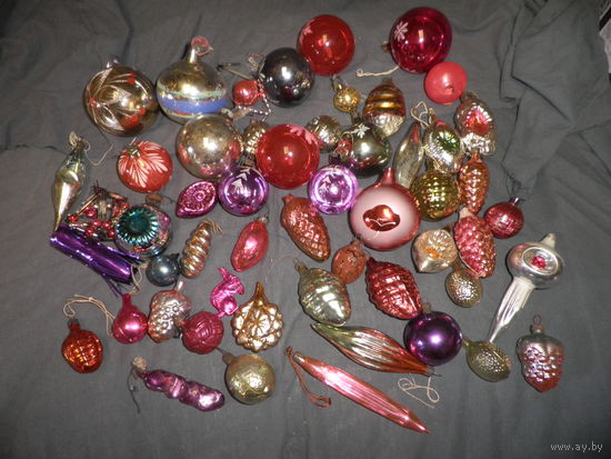 Новогодние ёлочные игрушки из СССР 50 шт.Лот 10.С рубля.