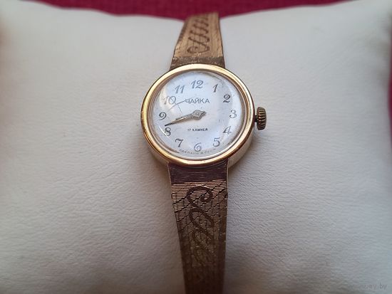 Часы Чайка СССР. Позолота AU. Браслет.