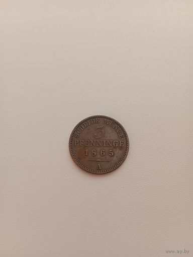 ПРУССИЯ 3 пфенинга 1865 год