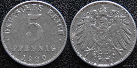 YS: Германия, 5 пфеннигов 1920A, KM# 19