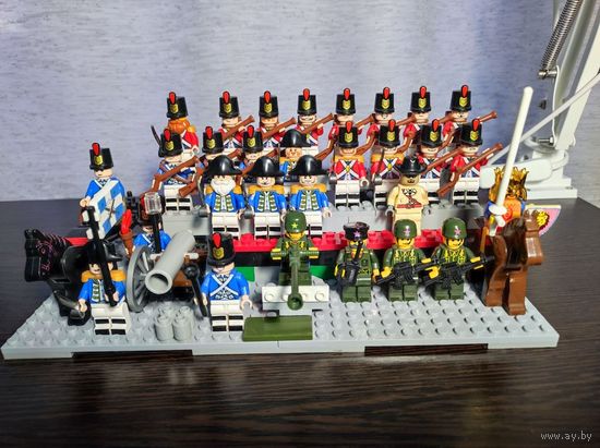 Фигурки человечки лего lego аналог конструктор солдатики аксессуары пушка лошадь конь оружие