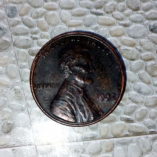 1 цент 1982 года США. Красивая монета! Родная патина!