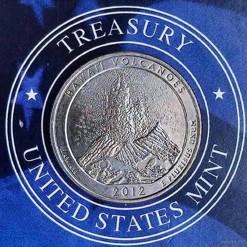 США 25 центов 2012г. (S). Национальный парк Гавайские вулканы.