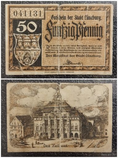 50 пфеннигов Германия Люксембург (Luneburg) нотгельд (номер, водяные знаки)