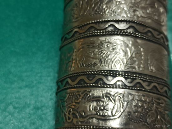 Открытый браслет-манжета, антикварный Раджастхан (Индия), из белого металла для женщин