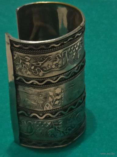 Открытый браслет-манжета, антикварный Раджастхан (Индия), из белого металла для женщин
