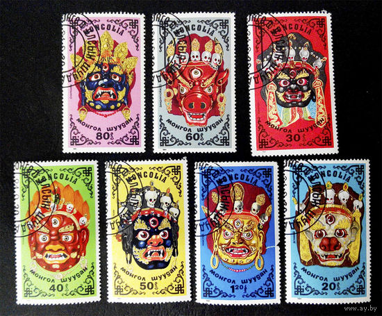 Монголия 1984 г. Маски. Культура. Искусство. , полная серия из 7 марок #0001-И1P1